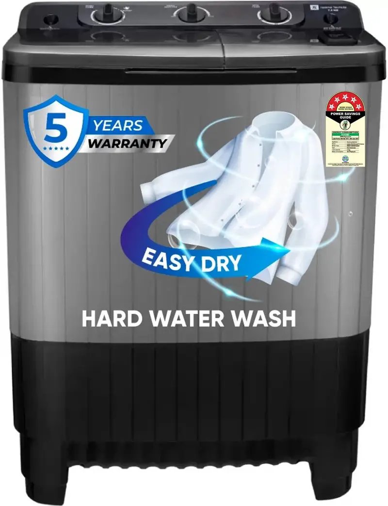 realme TechLife 7.5 kg 5 Star Rating Semi Automatic Top Load Washing Machine Black, Grey (RMSA755NNNDG)