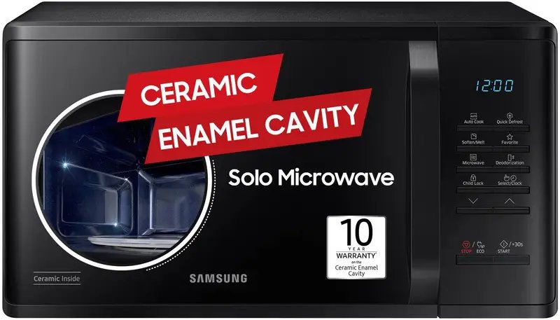 Samsung  Samsung 23 L Auto Cook Programs, Child Safety Lock, Memory Feature, Deodorization Solo Microwave Oven (MS23A3513AK, BLACK)